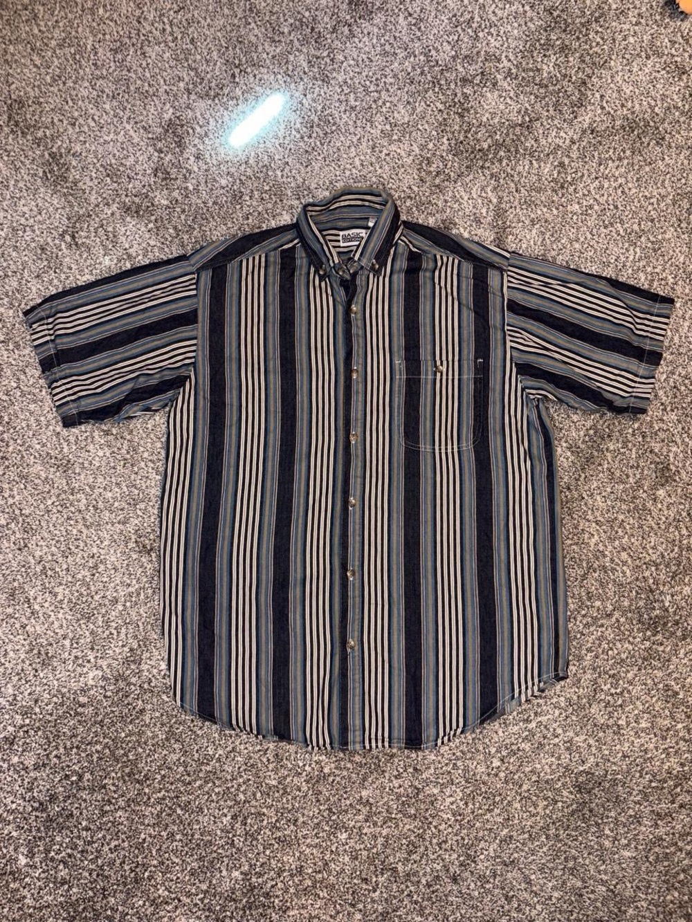 Vintage denim button up shirt with with stripes